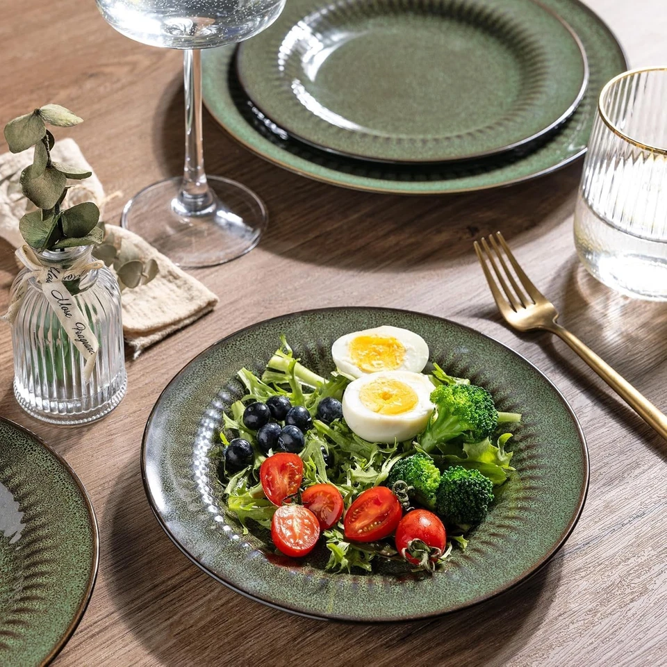 Leratio 18-teiliges Steinzeug Geschirrset für 6 Pers. Jade Grün - Bild 3 von 4