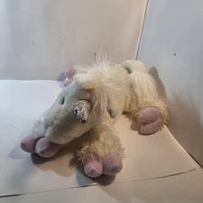 Commonwealth White Unicorn Silver Glitter Horn Purple Hooves Colllar Plush 1999