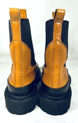 ALLSAINTS HARLEE Chelsea Tan Leather Lug Sole Chunky Boots 
