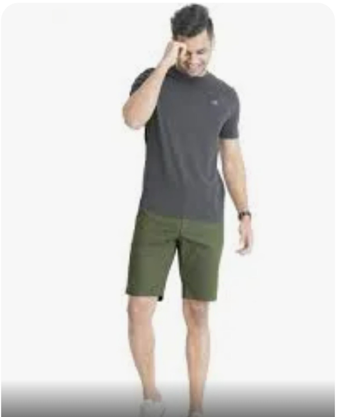 Short da uomo Vince slim fit da uomo in cotone chino bordo fila taglio bordo in campo oliva 30