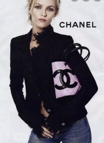 CHANEL CC CAMBON LINE PINK BLACK LEARHER HANDBAG 24cm Tote Shoulder Bag - Picture 3 of 12