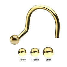 Nose Screw Gold IP 1.75mm Ball 20 Gauge SET of 2