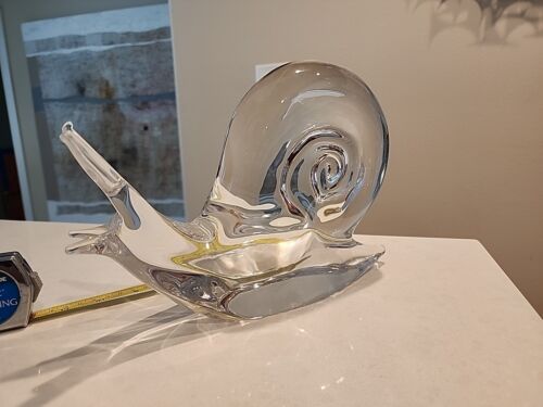 Huge 10" Daum France Crystal Art Glass Snail Signed - Picture 2 of 9