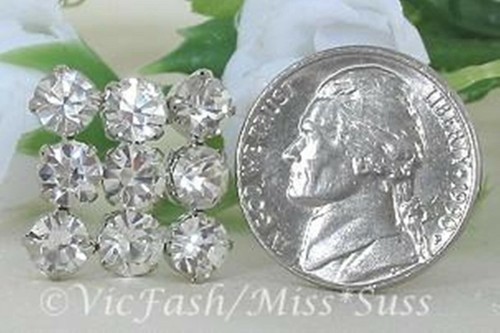 Square 18mm silver-tone Metal & rhinestone Buttons with shank - set of 3 - Picture 3 of 3