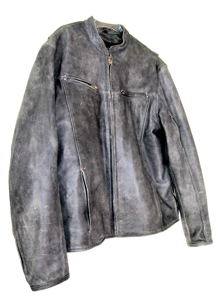 Chaqueta de motocicleta UNIK Premium para hombre talla 2XL de cuero negro pesado en muy buena condición Foto 2 de 4