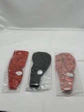 3 head bands. red, black and orange/ gray