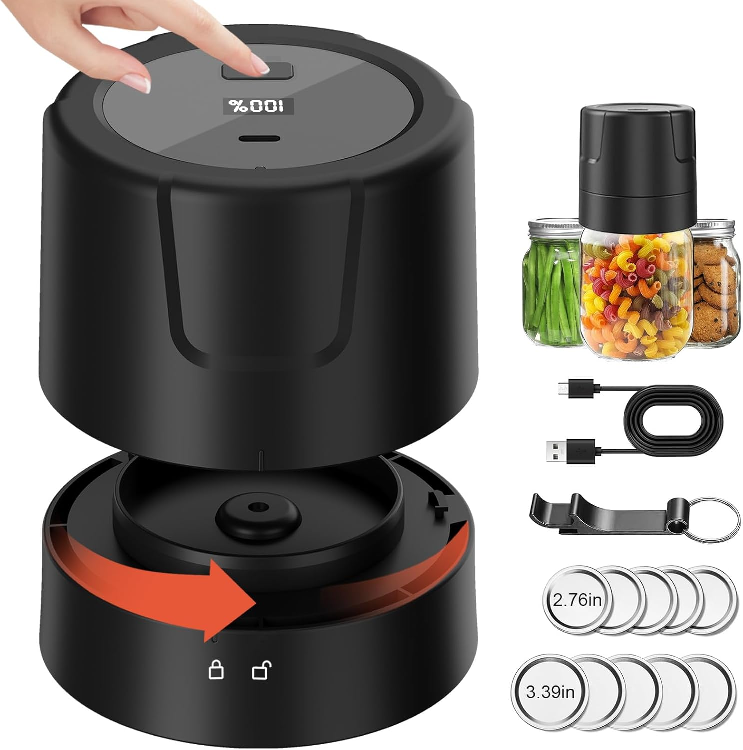 Electric Mason Jar Vacuum Sealer for Canning Freeze Dried Food Storage