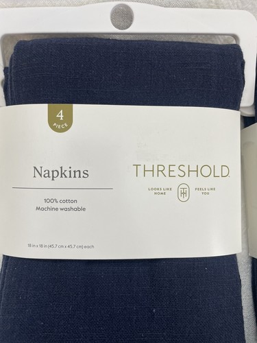 8 Threshold Square Napkins From Target Dark Blue 100% Cotton Easy Care 18" x 18" - Picture 2 of 4