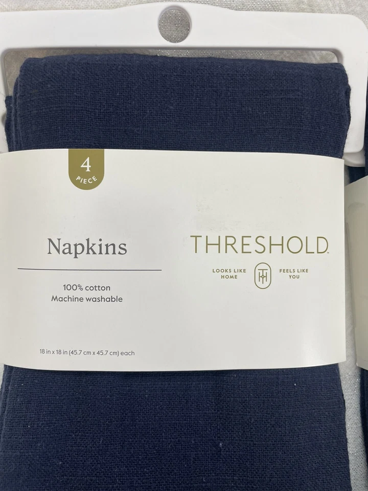8 Threshold Square Napkins From Target Dark Blue 100% Cotton Easy Care 18" x 18" - Image 2 of 4