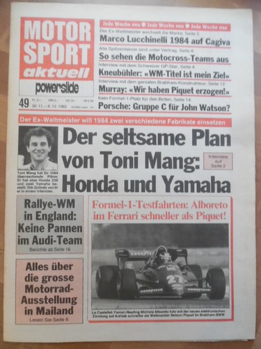 MOTOR SPORT aktuell 49 - 1983 Alboreto Kneubühler RAC-Rallye Stig Blomqvist Audi