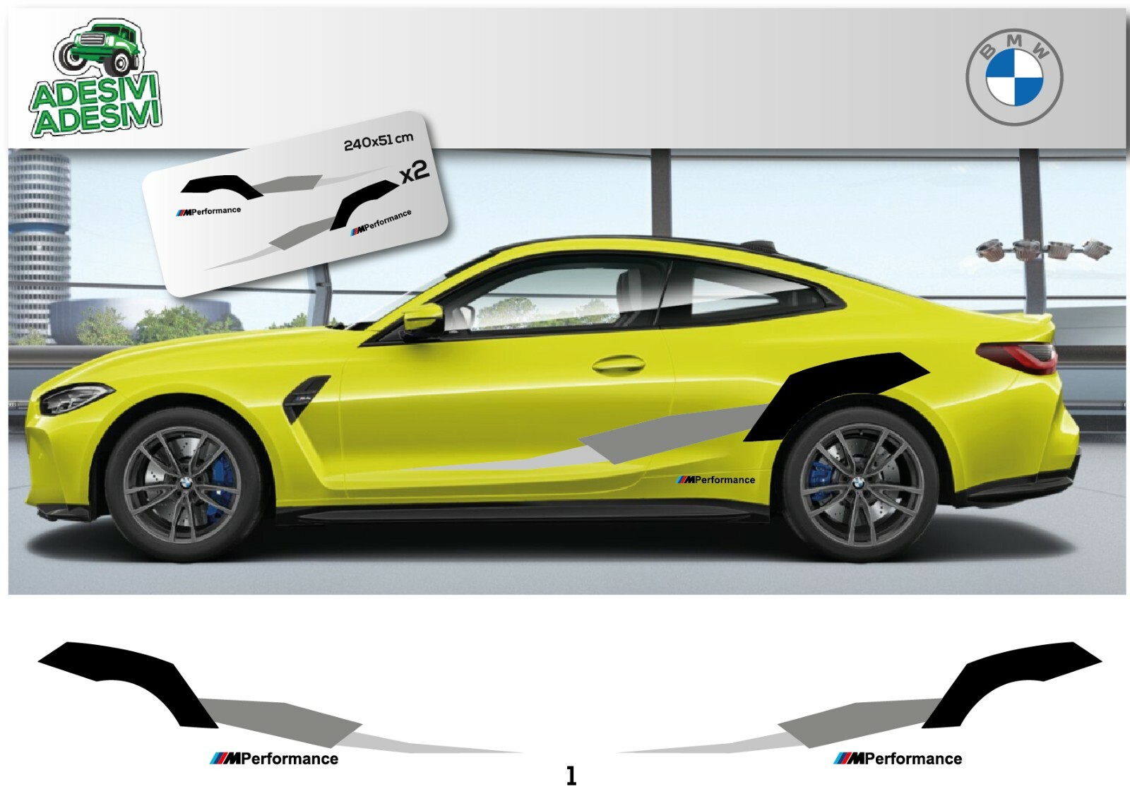 Decalcomanie BMW Serie 4 M Performance 2020 - Carbon Look Racing