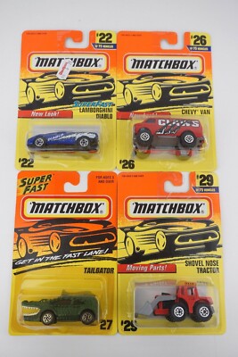 4 Piece Lot of Match box #22 Lamborghini #26 Chevy Van #27 Tailgator #29 Tractor