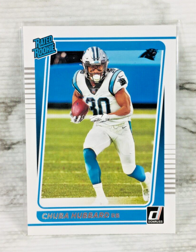 2021 PANINI DONRUSS FOOTBALL #287 CHUBA HUBBARD RC RATED ROOKIE CARD (PANTHERS)
