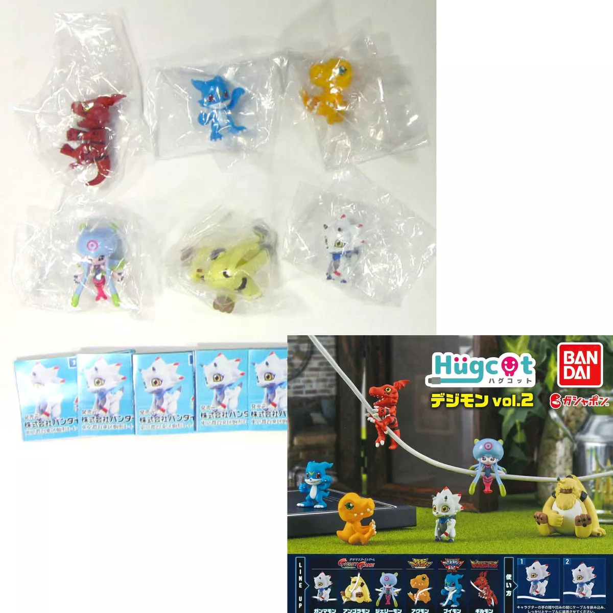 BANDAI DIGIMON GHOST GAME Hugcot Figure Capsule Toy 6 pcs/set