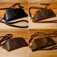 Genuine Leather Strap Glasses Case with Magnetic Closure Minimalist Lightweight