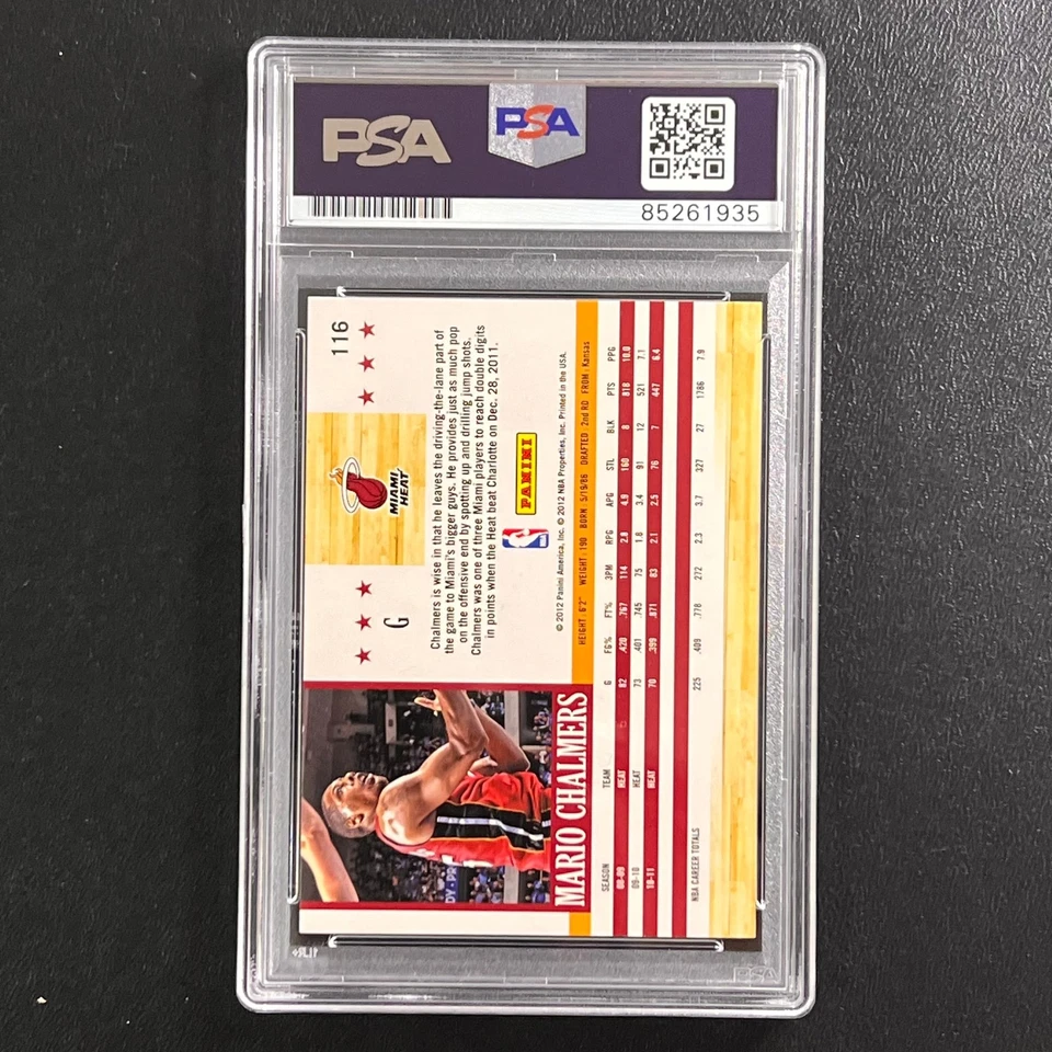 2012 Panini NBA Hoops #116 Mario Chalmers Signed Card AUTO 10 PSA Slabbed Heat - Image 2 of 2