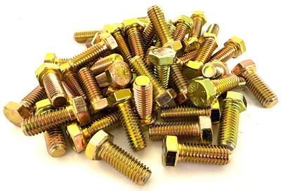 3/8-16 x 1'' Hex Head Screws Grade 8 Yellow Zinc UNC Pack of 50