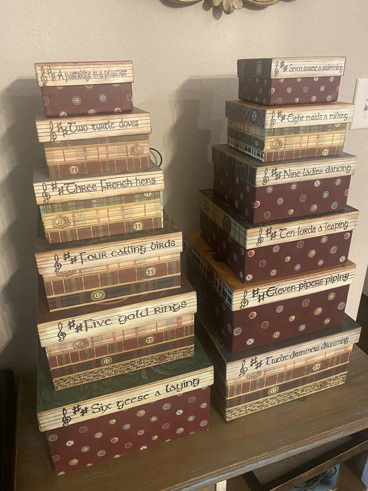12 Days of Christmas Nesting Gift Box Set By Artist Katie Mccrostie Complete