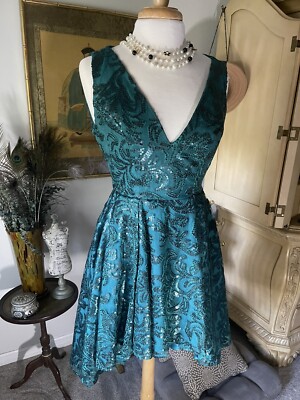 Bebe Women's Sequined Emerald Dress Sz 6 Evening Wedding Party Gala $396 |  eBay