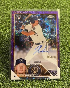🔥🔥2023 Topps Chrome Joey Wiemer Purple Speckle Auto 105/299 Brewers RA-JW🔥🔥