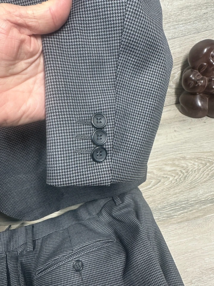 COLECCIÓN VERSACE Traje Pata de Gallo Gris Excelente Estado EU54R/US44R ITALIA Foto 3 de 4