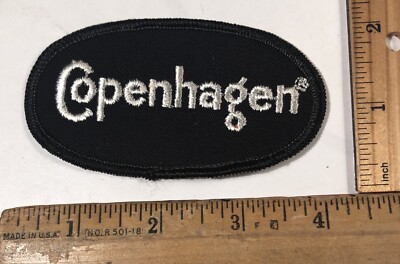 Vintage Copenhagen Chewing Tobacco Snuff Logo Iron On Patch Black Border  NOS