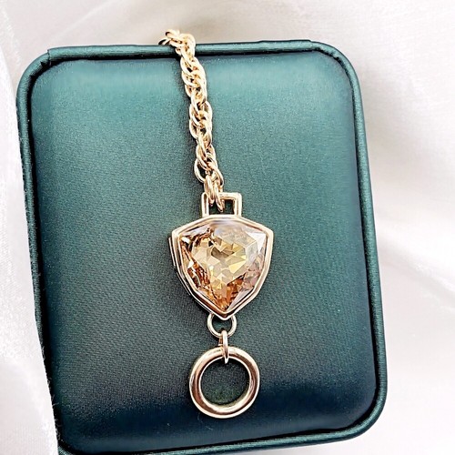 Oro 18k gf hecho con SWAROVSKI Cristal Trilliant Champagne Cuerda Eslabón Pulsera - Imagen 3 de 7