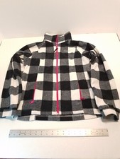 Columbia Black/White Plaid Girls Fleece Jacket Size14/16 Gently Used Condition