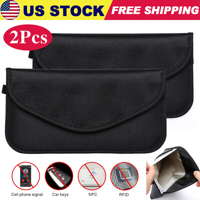 2Pcs Faraday Bag RFID Signal Blocking Shielding Pouch Cell Phone Wallet Blocker