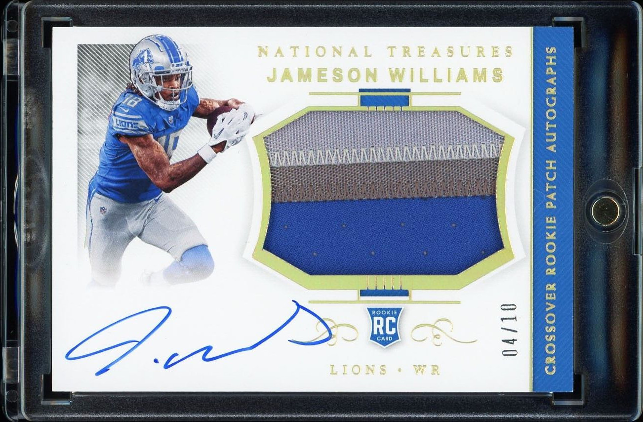 Jameson Williams 2022 National Treasures Gold Crossover Rookie Patch Auto /10
