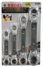 REGAL 67307 SAE Offset Flip Lever Ratcheting Wrench Set, 4 Piece (FVS018063)