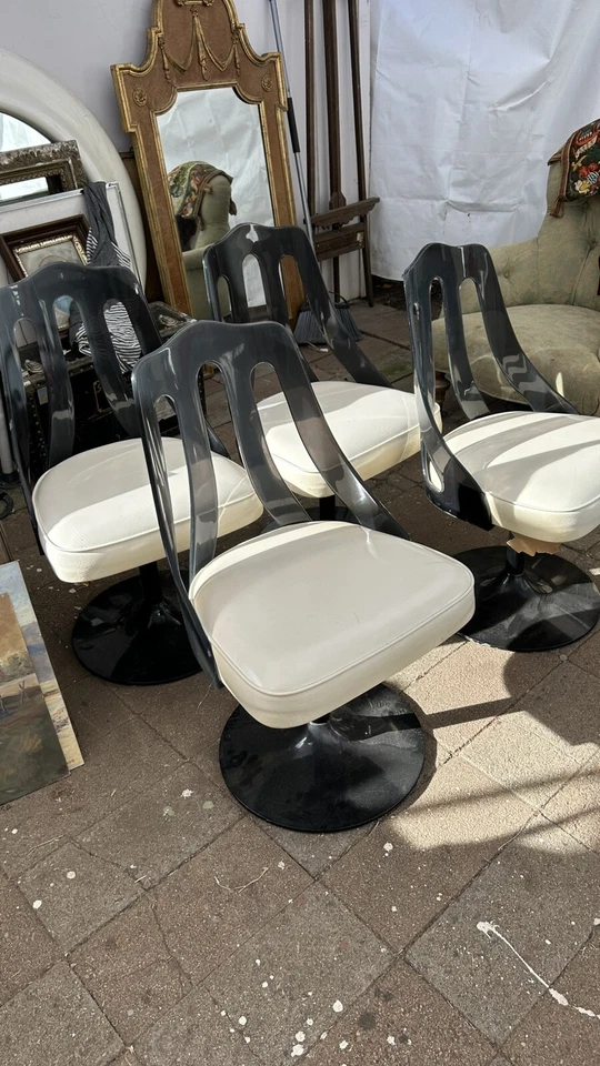 4 sillas tulipán vintage años 70 Smokey lucite acrílico diseñador virtud de california Foto 2 de 4