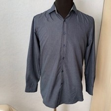 Nine West Diamond Print Button Up Slim Dress Shirt, Size Small, 14/14.5 Neck