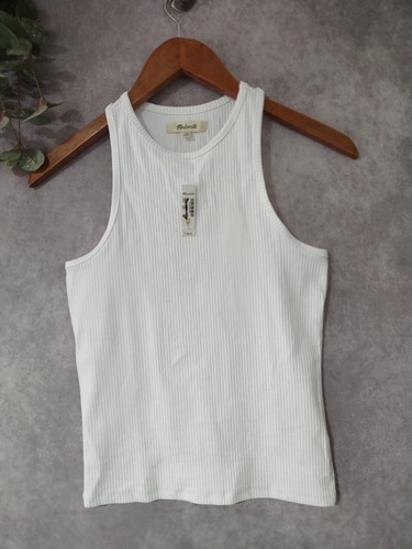 Madewell Highneck Tank Womens XXS Sleekhold White Pullover Stretchy Causal - Picture 4 of 9