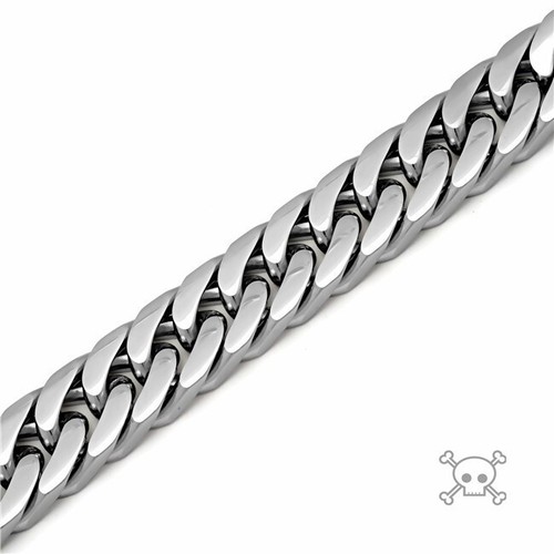 Curb Cuban 8.5 inch Biker Punk Rocker 316L Stainless Steel Bracelet Chain - 第 2/8 張圖片