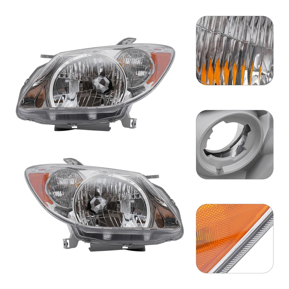 Headlight Set For 2005-2008 Pontiac Vibe Wagon Left Right Pair Headlamp Assembly Foto 2 de 4