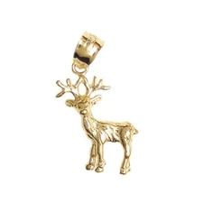 New 14k Yellow Gold Small Deer Pendant