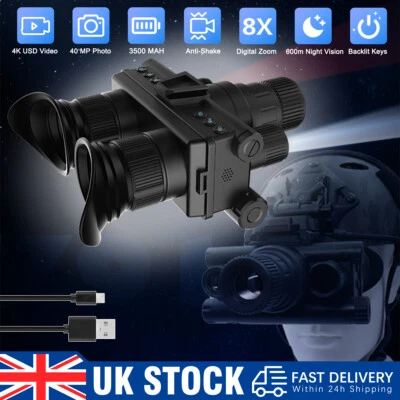 600M 8/4X Military Night Vision Zoom Binoculars Head Mount Goggles built-in OLED - Image 1 of 4