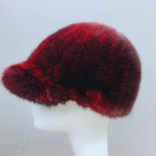 Echtes Nerz Pelz Herren Damen flache Mütze Winter warm Baseballkappe Schirmmütze Straße Hip Hop - Bild 3 von 29
