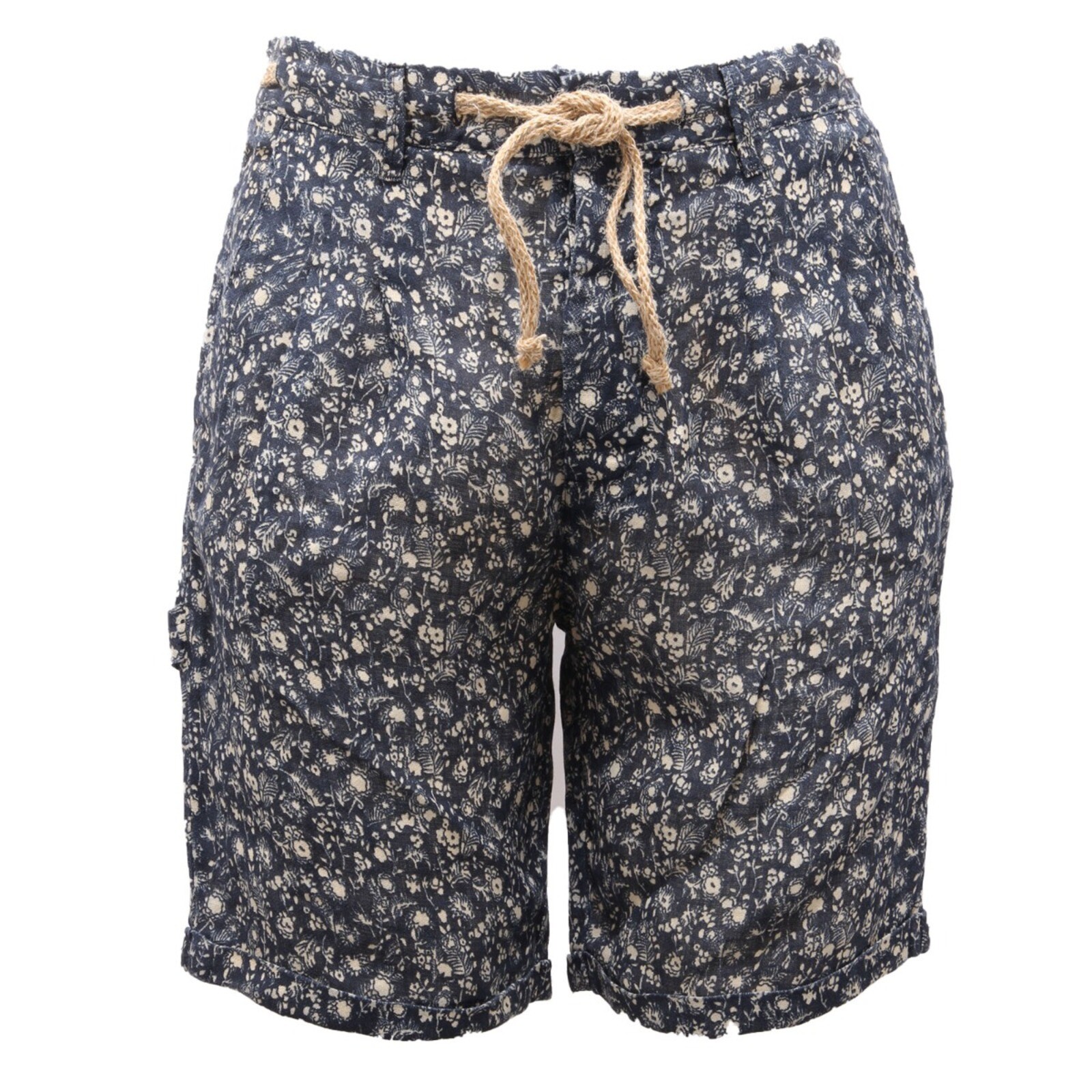 8334AI бермуды uomo OFFICINA36 DAMON мужские льняные шорты синие