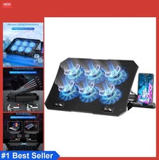 Laptop Cooling Pad 12-15.6 Inch 6 Cooler Fans Blue Lights USB Stand