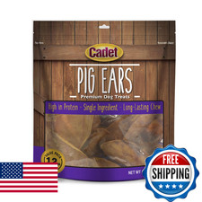 Cadet Natural Pig Ears for Dogs, Long Lasting  Natural Chew Treats for Dogs, 12