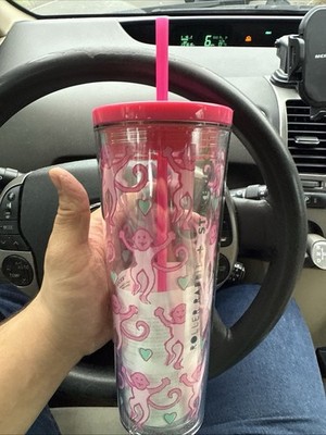 Starbucks x Roller Rabbit 2025 Pink Monkey Tumbler 24oz Holiday Limited NEW