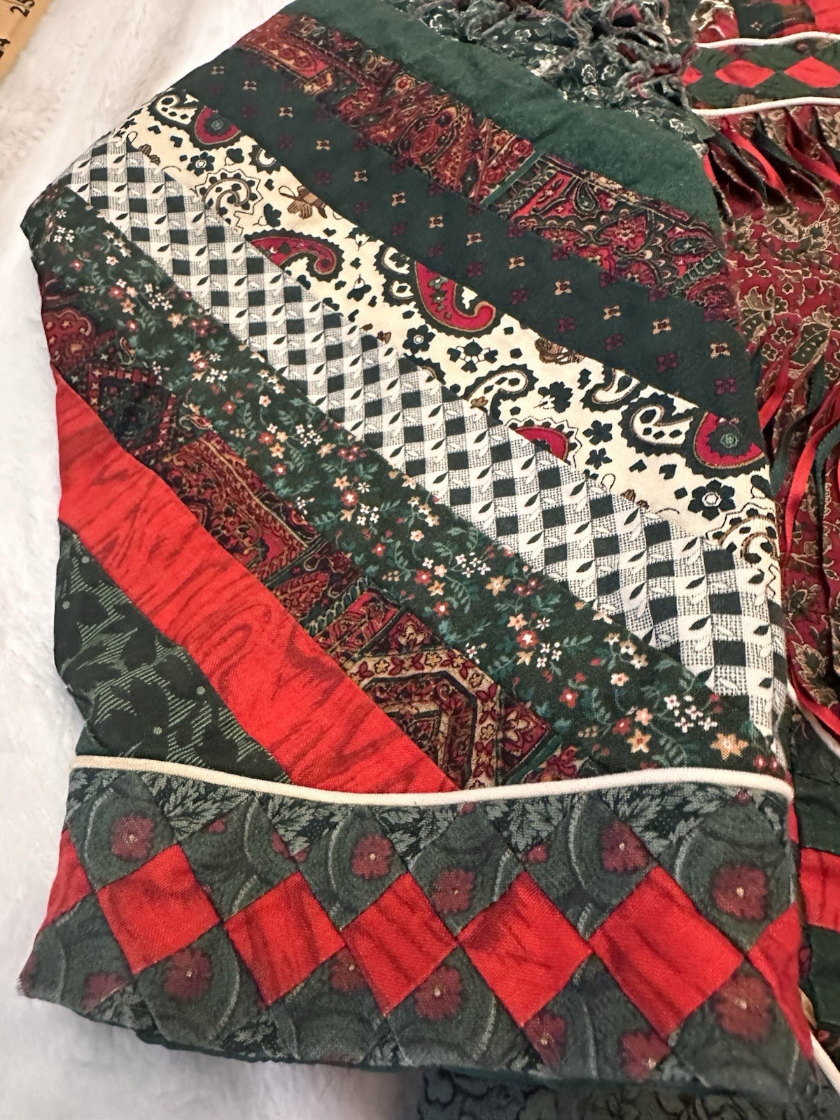 Handmade Patchwork Christmas Quilted Jacket Butto… - image 4