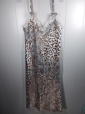 Oscar De Larenta Nightgown Women's M Maxi Animal Print Asymmetrical Slinky