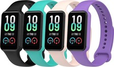 4PACKS Watch Bands Compatible with Amazfit Band 7 Silicone Metal Buckle