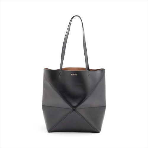 Loewe puzzle fold Medium Leather Tote bag Black