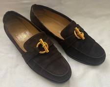 Authentic Hermes vintage  CHAINE D  ANCRE  Brown suede women loafers sz36.5IT/6US