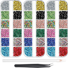 9000 Pieces Hotfix Rhinestone 3 Sizes 12 Colors Flatback round Glass Gemstone