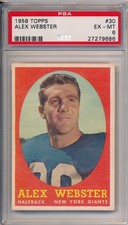 1958 TOPPS  #30 ALEX WEBSTER - PSA 6 EX-MT  (SVSC) CENTERED!